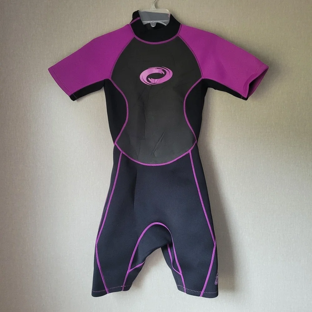O'Rageous Youth Girls Large Wetsuit Shorty Spring Suit‎ - Black/Purple - Size L